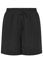 YOURS Plus Size Black Textured Woven Shorts | Yours Clothing 5