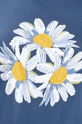 YOURS Plus Size Blue Daisy Embellished Graphic T-Shirt | Yours Clothing 4