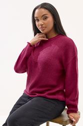 YOURS Plus Size Dark Pink Soft Touch Knitted Jumper | Yours Clothing 3