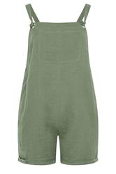 YOURS Plus Size Khaki Green Short Dungarees  5