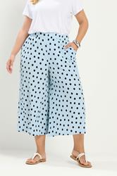 YOURS Plus Size Light Blue Polka Dot Culottes | Yours Clothing 3