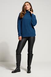 LTS Tall Teal Blue Batwing Roll Neck Jumper | Long Tall Sally 1