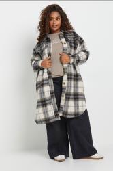 YOURS Plus Size Blue Check Print Longline Shacket | Yours Clothing 1