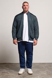 D555 Big & Tall Blue Marl Zip Through Knitted Jumper | BadRhino 1