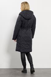 M&Co Petite Black Diamond Quilted Midi Coat | M&Co 2