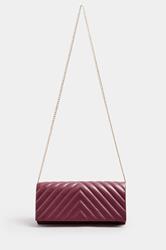 Burgundy Red Faux Leather Chevron Clutch Bag | Yours Clothing 3