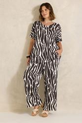 EVANS Plus Size Chocolate Brown Zebra Print Wide Leg Trouser | Evans 3