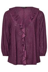 EVANS Curve Purple Zebra Burnout Frill Detail Blouse
