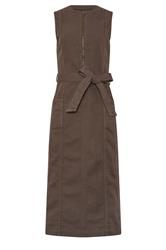 LTS Tall Chocolate Brown Zip Front Denim Midi Dress