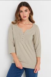LTS Tall Natural Brown Cotton Henley Top | Long Tall Sally 3