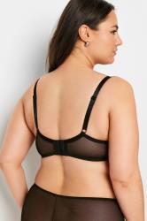 YOURS Plus Size Black & Pink Lace Detail Mesh Padded Bra | Yours Clothing 2