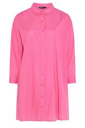 YOURS Plus Size Pink Longline Cotton Beach Shirt | Yours Clothing 7