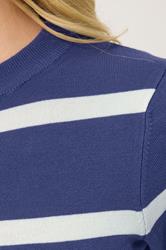 PixieGirl Petite Women's Navy Blue Knitted Stripe Jumper | PixieGirl 4
