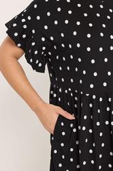 YOURS Plus Size Black Polka Dot Frill Sleeve Tunic Dress | Yours Clothing 4