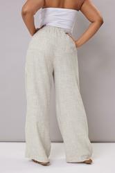 YOURS Plus Size White Striped Linen Tie Front Trousers | Yours Clothing 5