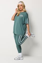 YOURS ACTIVE Plus Size  Blue 'Health & Wellness' T-Shirt | Yours Clothing 2