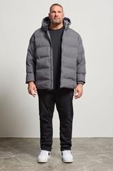 JACK & JONES Big & Tall Grey Puffer Jacket | BadRhino 1