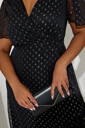 Black Faux Leather Metal Trim Clutch Bag | Yours Clothing 2