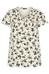 EVANS Plus Size Ivory Floral Print Cotton Henley Top | Evans 5
