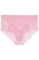 YOURS Plus Size Pink Microfibre Lace Full Briefs | Yours Clothing 6