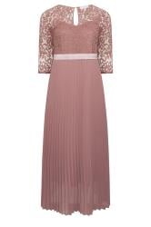 YOURS LONDON Curve Blush Pink Lace Pleated Maxi Dress