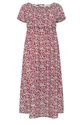 M&Co Petite Red Abstract Tie Neck Midi Dress | M&Co 6