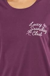 LTS Tall Woman's Burgundy Red 'Sunday Club' Slogan Cotton Pyjama Set | Long Tall Sally 5