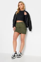 PixieGirl Petite Womens Khaki Green Cargo Mini Skirt | PixieGirl 2