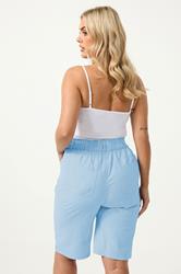 YOURS Plus Size Blue Textured Cotton Shorts | Yours Clothing 2