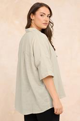 EVANS Plus Size Natural Brown Short Sleeve Cotton Shirt | Evans 4