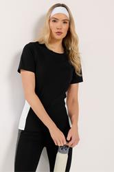 LTS Tall Women's Black Active Colour Block Short Sleeve Top | Long Tall Sally 3