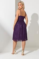 YOURS LONDON Plus Size Purple Lace Skater Dress | Yours Clothing  2