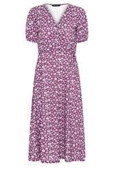 M&Co Berry Red Ditsy Floral Midi Wrap Dress
