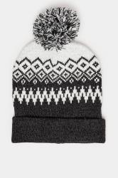 BadRhino Grey Fairisle Bobble Hat