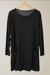 EVANS Curve Black Front Pocket Tunic Jumper