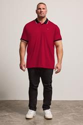 BadRhino Big & Tall Red Contrast Tipped Detail Polo Shirt | BadRhino 1