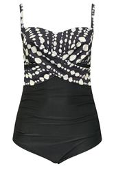 YOURS Plus Size Black Crossover Spot Print Swimsuit | Yours Clothing 9