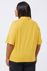 LIMITED COLLECTION Plus Size Yellow 'Los Angeles' Rugby Collar Varsity Top | Yours Clothing 2