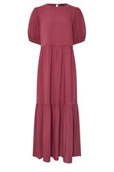 LTS Tall Dark Red Puff Sleeve Tiered Maxi Dress