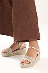 Gold Plaited Wedge Sandals In Wide E Fit | Yours Clothing 3