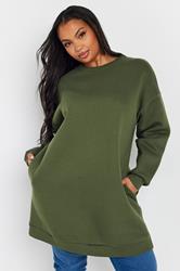 YOURS Plus Size Khaki Green Sweatshirt | Yours Clothing  3
