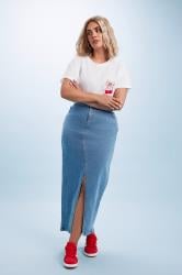 YOURS Plus Size Blue Stretch Denim Maxi Skirt | Yours Clothing  5