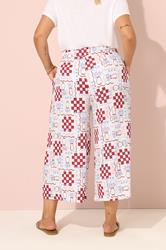 YOURS Plus Size White Floral Check Crinkle Midaxi Culottes | Yours Clothing 2