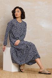 PixieGirl Petite Women's Navy Blue Floral Tiered Maxi Dress | PixieGirl 2