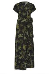 LTS Tall Black Tropical Palm Frill Sleeve Maxi Dress | Long Tall Sally 6