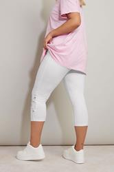 Plus Size White Lace Cropped Leggings | Yours Clothing 2