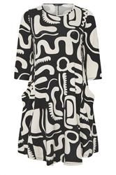 YOURS Curve Black Abstract Geometric Tunic Dress