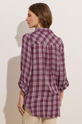 M&Co Berry Purple & White Checked Shirt | M&Co 2