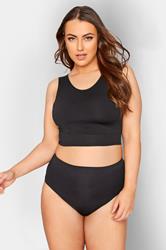 YOURS Plus Size Black Seamless Longline Padded Bralette Top | Yours Clothing 1