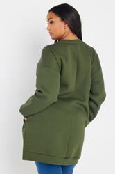 YOURS Plus Size Khaki Green Sweatshirt | Yours Clothing  2